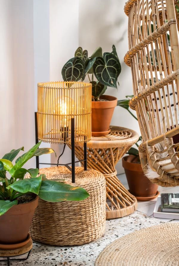 Lucide JANTINE - Lampe de table - Ø 30 cm - 1xE27 - Naturel - ambiance 1